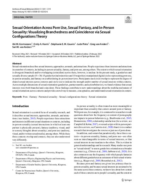 Pdf Sexual Orientation Across Porn Use Sexual Fantasy And In Person Sexuality Visualizing