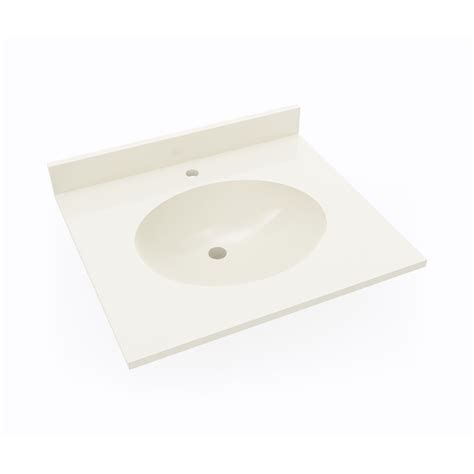 Swan Ellipse 25 In Bone 037 Solid Surface Integral Single Sink 1 Hole Bathroom Vanity Top At