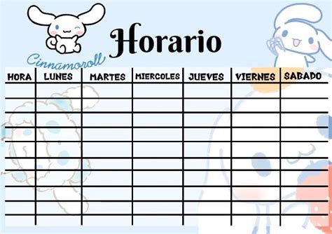 Horario Cinnamoroll En Horario De Clases Horarios Para Imprimir