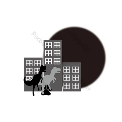 Dinosaur black and white simple silhouette creative element cute effect cartoon pattern | PNG ...