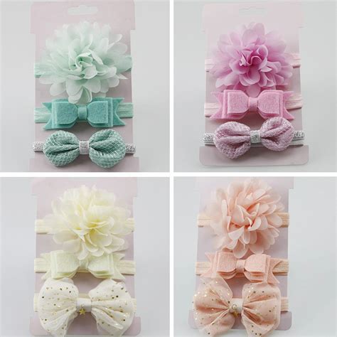 Acessorios Para Bebe Menina - 3pçs/Conjunto Flor Doce Estilo Fita De Cabeça De Bebê Princesa Meninas ...