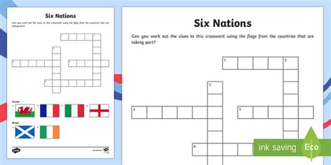 Rugby Six Nations Crossword Teacher Made Twinkl