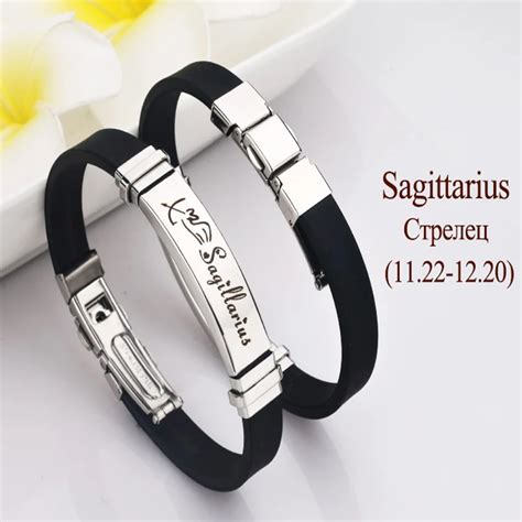 Vintage Silicone Stainless Steel Sagittarius Bracelet Bangle For Men