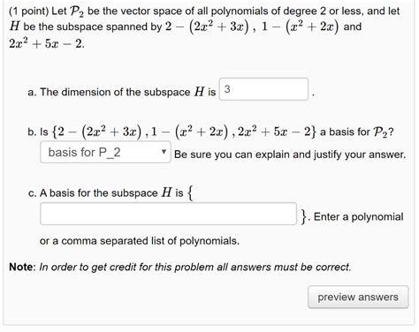 Solved Point Let P Be The Vector Space Of All Chegg