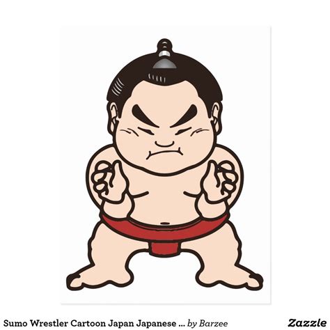 Sumo Wrestler Cartoon Japan Japanese Wrestling Postcard Zazzle