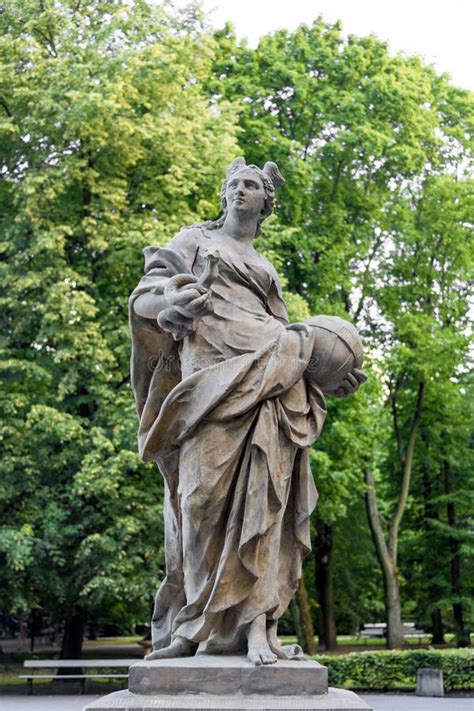 Sandstone Statues In The Saxon Garden Warsaw Poland Made Before 1745