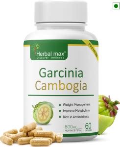 Herbal Max Garcinia Cambogia Hca Natural Fat Burner Mg Veg