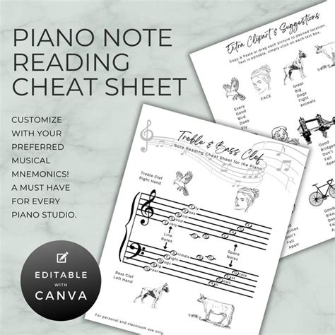 Music Note Reading Chart Etsy