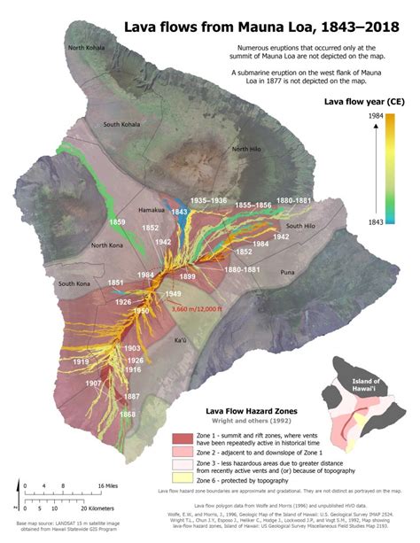 mauna loa lava flow eruption map  active volcano bursts  life