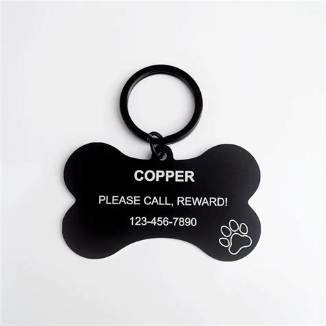 Metal Dog Tags Engraved Metal Pet Id Name Tags Collar Bone Shape Laser ...