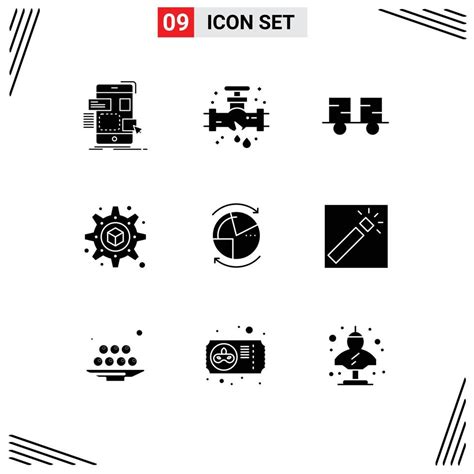 9 Thematic Vector Solid Glyphs And Editable Symbols Of Database Setting