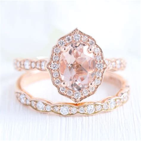 9mm Cushion Cut Morganite Engagement Ring Rose Gold Morganite Etsy