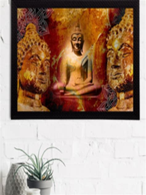 Buy ECraftIndia Brown Gold Toned Meditating Lord Buddha Satin Matt