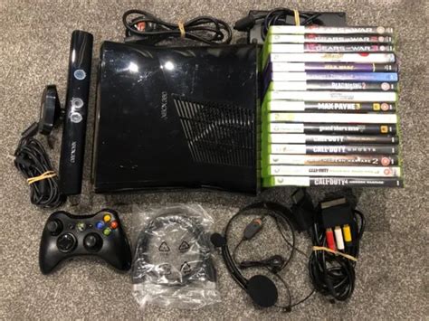 Microsoft Xbox 360 S Slim 250gb Console Pad Kinect And 17 Games Nice Bundle £80 00 Picclick Uk