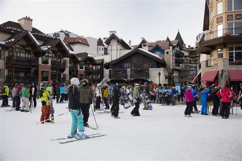 Scene In The Ski Village Below The Slopes In Vail Colorado A Town In