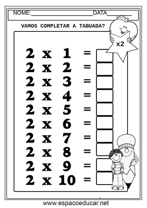 Atividade De Tabuada De Multiplica O