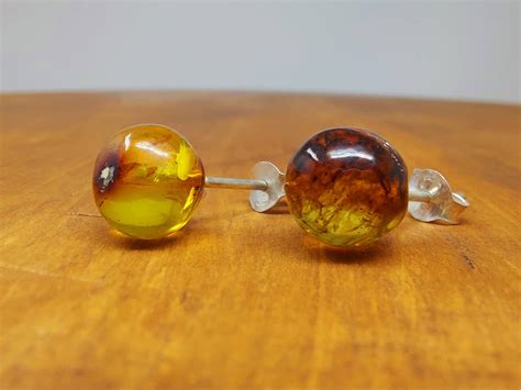 Mexican Amber Stud Earrings Boho Gemstone Earrings Etsy Uk