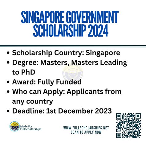 Singapore Government Fully Funded Scholarships 2024 2025 For Masters