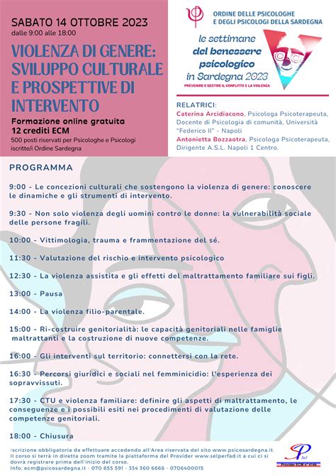 EVENTO ECM ONLINE 14 OTTOBRE 2023 VIOLENZA DI GENERE