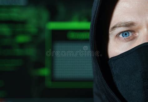 Hacker in black mask. stock image. Image of identity - 159548787