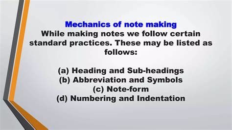 Note Making Class 11 Ppt