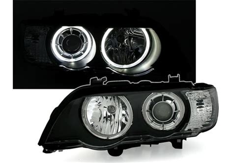 Juego De Faros Delanteros Angel Eyes Para BMW X5 E53 Negro Xenon