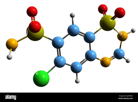 3d Imágen De La Fórmula Esquelética De Clorotiazida Estructura Química Molecular De Diurético