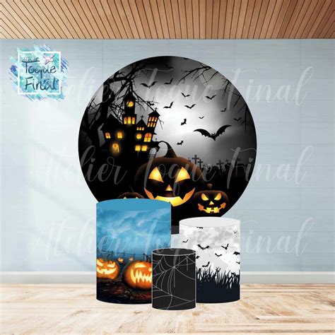 Kit Painel Sublimado Capa De Cilindro Halloween Elo