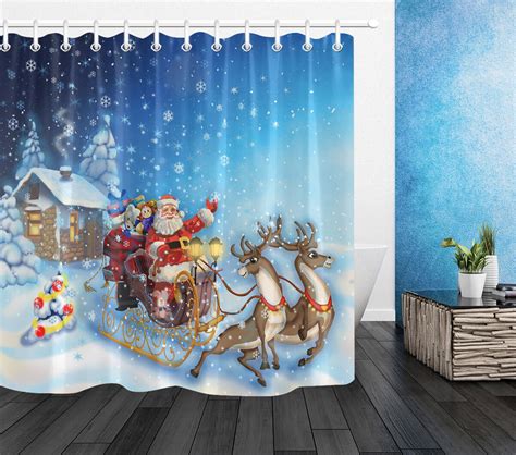 72 Christmas Theme Shower Curtain Sets Polyester Fabric And Hooks Bathroom Decor Ebay