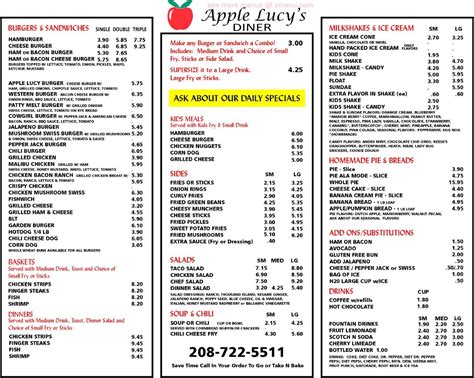 Menu At Apple Lucy S Desserts Parma