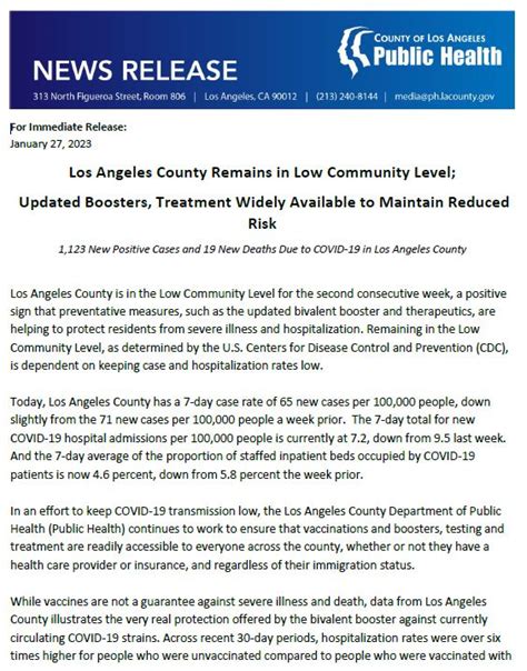 LA Public Health On Twitter Los Angeles County Remains In Low