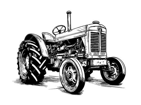 Premium Vector Retro Farm Agricultural Tractor Sketch Hand Drawn