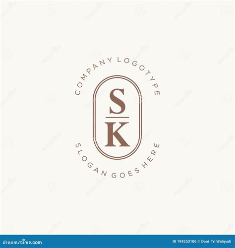 Initial Sk Beauty Monogram And Elegant Logo Design Stock Vector