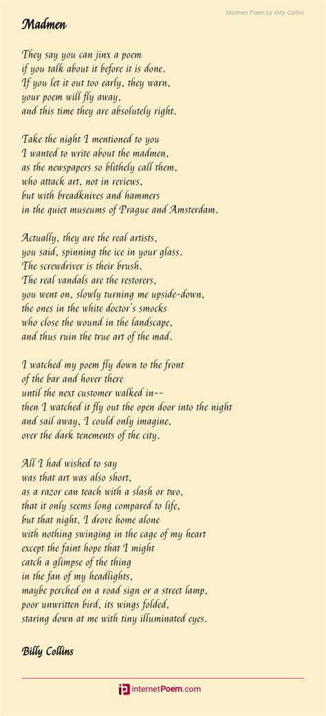 Madmen Poem By Billy Collins