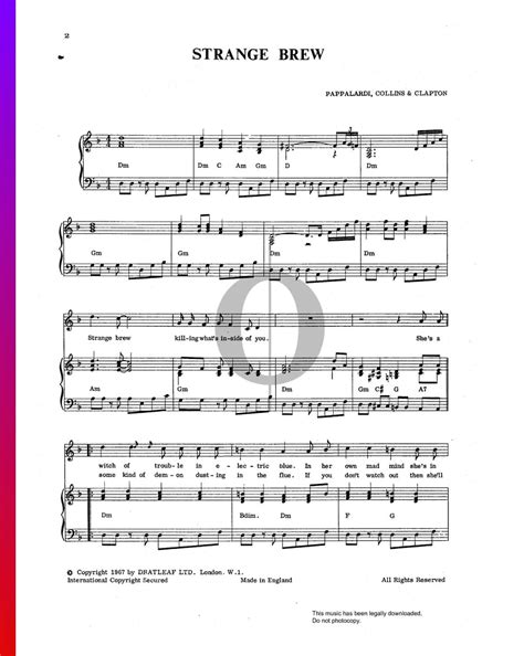 Strange Brew Cream Piano Sheet Music Oktav