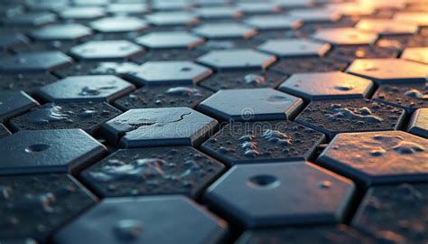 Blue Hexagonal Tile Pattern With Textured Surface Stock Photo Image