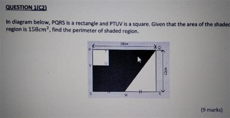 Solved Question C In Diagram Below Pqrs Is A Rectangle And Ptuv