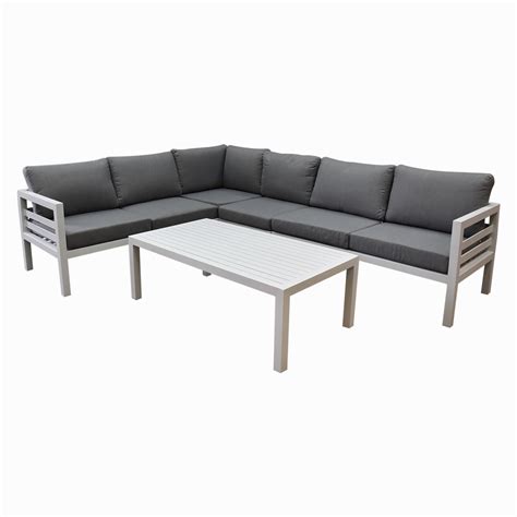 Fabri Hoek Loungeset 5 Delig Aluminium Wit AVH Outdoor Tuinmeubelen