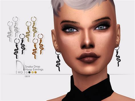 The Sims Resource Snake Drop Hoop Earrings