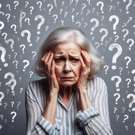 Confused Embarrassed Worried And Depressed Elderly Woman Surrounded