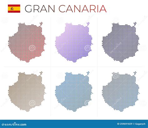 Conjunto De Mapas Punteados De Gran Canaria Ilustración del Vector