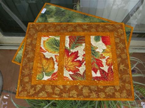 Quilted Fall Placemats Autumn Leaves Gold 494 Etsy Fall Placemats