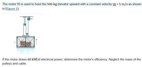 Solved The Motor M Is Used To Hoist The 500−kg Elevator