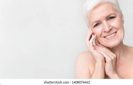 Natural Beauty Portrait Charming Nude Senior Stock Photo 1483864214