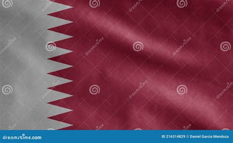 Bandeira Do Qatari Acenando Ao Vento Fechar O Banner Do Qatar Soprando