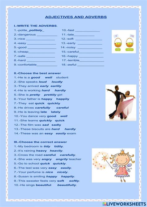 Adjective And Adverb Interactive Worksheet Live Worksheets Worksheets Library