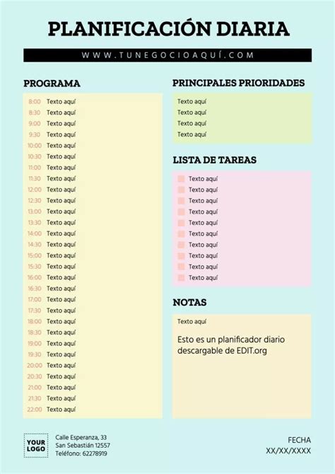 Planificadores Diarios Para Personalizar Online
