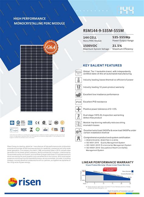 Risen Single Glass Monocrystalline Perc Module Rsm M M