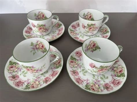 BERNARDAUD PORCELAINE DE Limoges Eugenie De Montijo 4 Tasse Et Sous