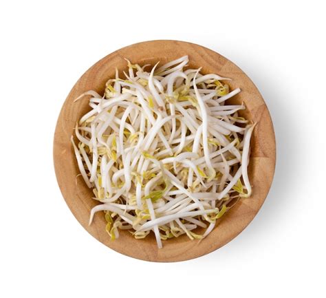 Premium Photo Beansprout In Wood Bowl Isolated